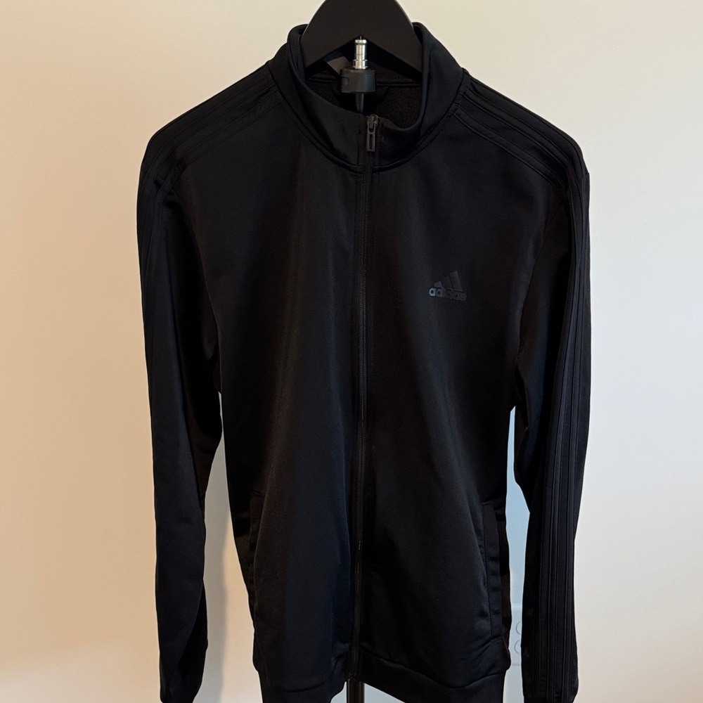 adidas Black Essentials Warm-Up 3-strips Track Jacket Size Large - Picture 5 of 7